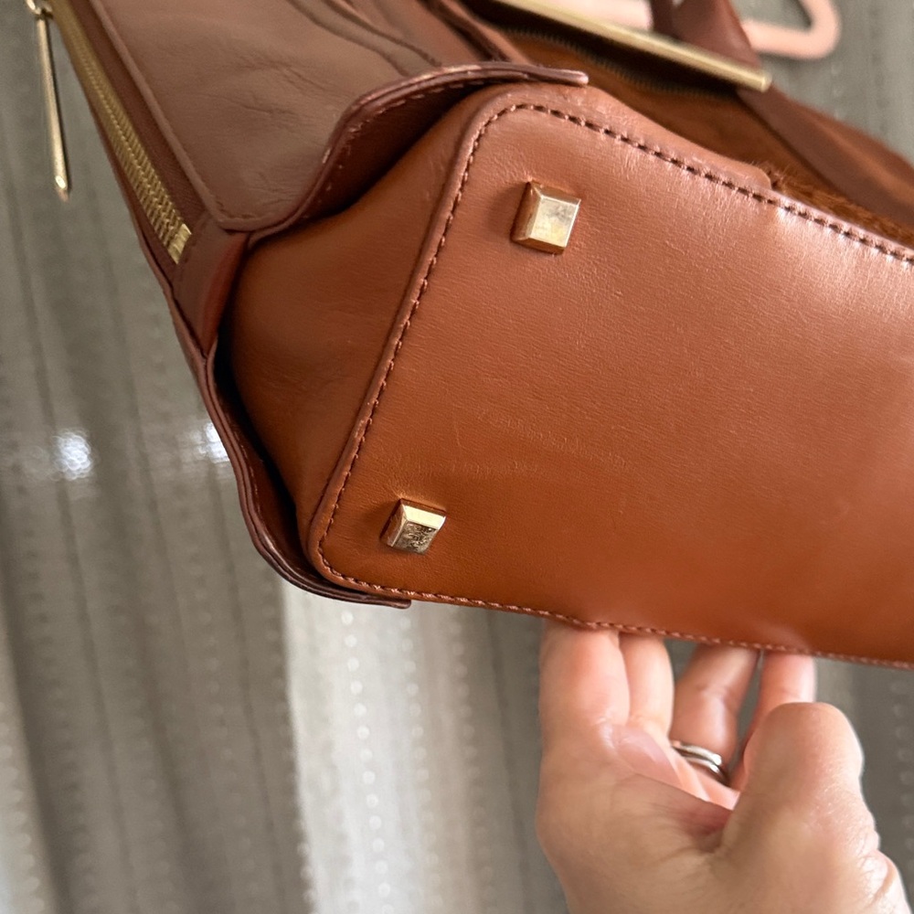 Pour La Victoire Large Tote Bag in Leather and Pony Hair brown with gold accents - Picture 7 of 15